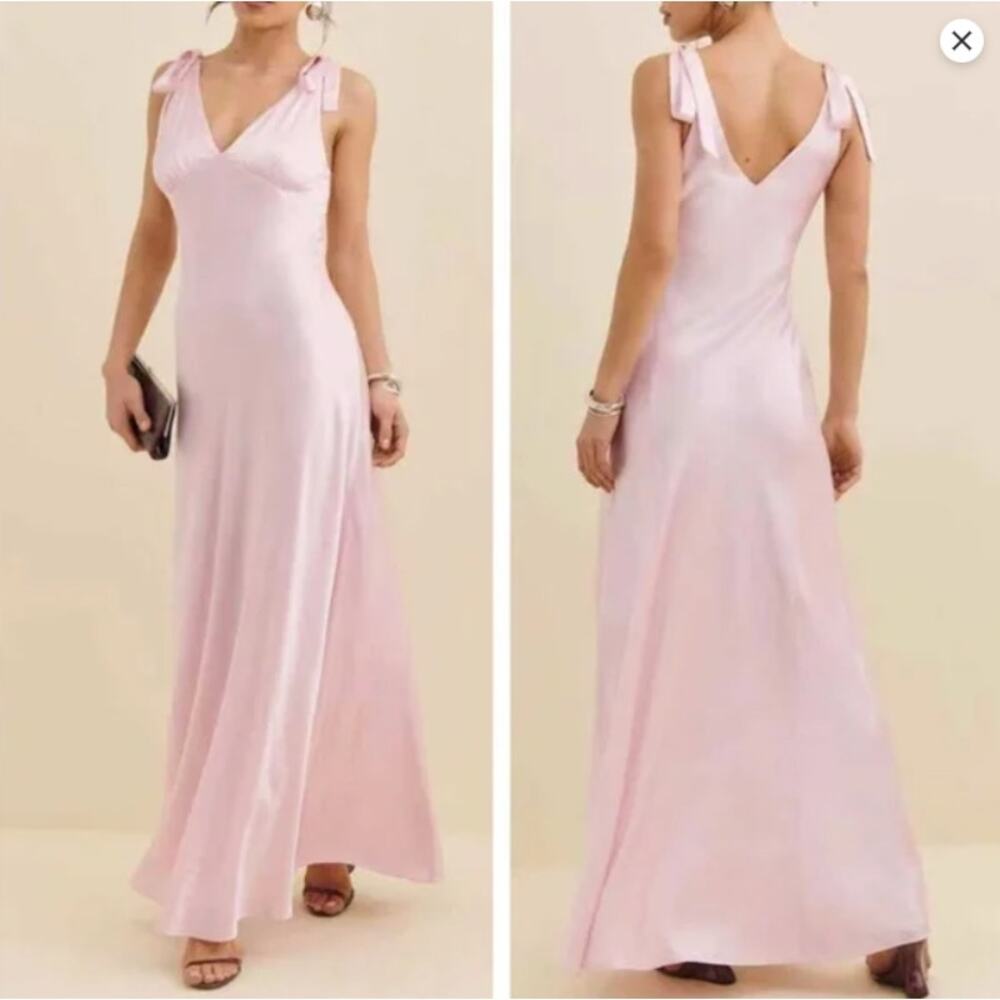 Reformation Blush Pink Satin Midi Dress
